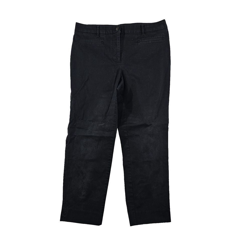 Ann Taylor Womens Cropped Pants Straight Leg High Rise‎ Pockets Work Black 6